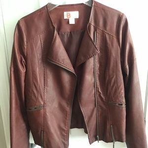 Brown Faux Leather Moto Jacket
